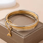 Gold Silver Heart Linked Multi Bangle Set Bracelet