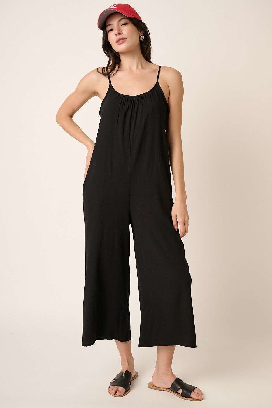 Curvy Wide Leg Sleeveless Scoop Neck Jumpsuit