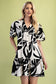 Leaf Print Button Up Shirt Dress