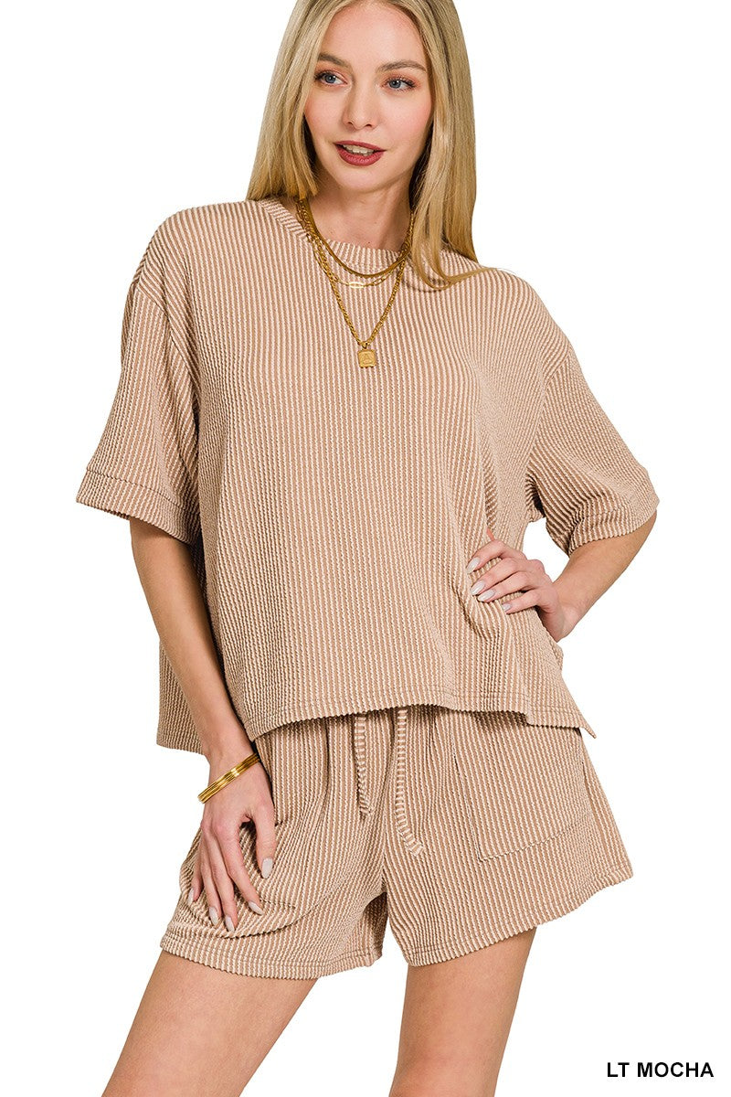 Raised Rib Short Sleeve Tee & Short Pants Set